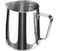 Milk Frothing Jug, Milk Frothing Pitcher Pouring Jug Espresso Cup with Measurement Inside 32oz/900ml Stainless Steel Creamer Cup for Making Coffee Cappuccino Hot Chocolate Machine