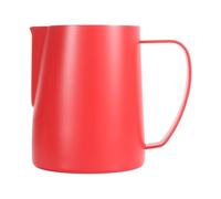 Milk Frothing Pitcher, 12oz/350ml Stainless Steel Espresso Steaming Pitcher, Milk Frother Steamer Cup For Latte Art Cappuccino With Measurement Scale, Red
