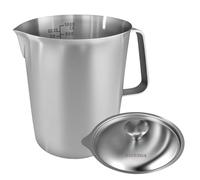 Milk Frothing Pitcher 1L Stainless Steel Milk Jug with Handle and Lid Rust Proof Large Mouth Metal Graduated Beaker with Clear Marking Barista Accessories for Making Cappuccino Latte Espresso