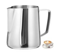 Milk Frothing Pitcher,20oz/600ml Stainless Steel Milk Jug Handheld Coffee Frothing Pitcher Barista Jug Cup with Measurement Mark for Making Cappuccino Latte Coffee Art(Silver,600ml)