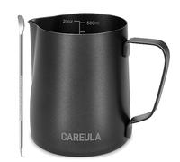 Milk Frothing Pitcher, 20oz Stainless Steel Milk Frother Cup Steaming Pitcher, Coffee Bar Cappuccino Espresso Machine Accessories Barista Tools, Metal Pitcher Milk Jug with Latte Art Pen, Matte Black