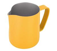 Milk Frothing Pitcher 350ml, Stainless Steel Espresso Steaming Pitchers,Milk Coffee Frother Cups Cappuccino Latte Art Barista Steam Pitchers Milk Jug Cup(Yellow)