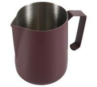 Milk Frothing Pitcher, 450ml/15.2oz Espresso Steaming Pitcher, Stainless Steel Milk Frother Steamer Cup for Latte Art (Purple)