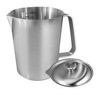 Milk Frothing Pitcher 500ML Stainless Steel Milk Jug with Handle and Lid Rust Proof Large Mouth Metal Graduated Beaker with Clear Marking Barista Accessories for Making Cappuccino Latte Espresso