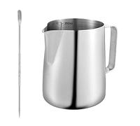 Milk Frothing Pitcher 900ml/30oz, Stainless Steel Milk Pitcher Cup with Internal Measurement Markings & Latte Art Decorating Pen Professional Barista Coffee Frother Cup for Espresso Cappuccino