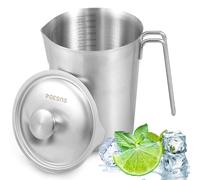 Milk Frothing Pitcher with Handle and Lid 48/64oz Stainless Steel Milk Jug Metal Measuring Cup with Marking Large Mouth Graduated Beaker for Espresso Machines, Latte Art, Iced Tea, Water(2000ML)