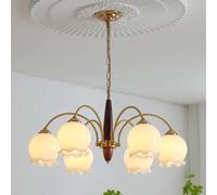 Milk Glass Chandeliers For Dining Room Vintage Gold French Country Chandelier Sputnik Flower Pendant Light Mid Century Hanging Lamp Bedroom Living Kitchen Island Farmhouse