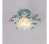 Milk Glass Semi Flush Mount Ceiling Light White Glass Flower Ceiling Light Nordic Modern Hallway Ceiling Light Vintage Bathroom Lighting Fixture For Entryway Porch Farmhouse Kitchen, Green Blu