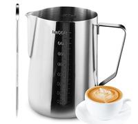Milk Jug, 32oz/900ml Stainless Steel Milk Frothing Jug Milk Pitcher Cup for Espresso Machine Coffee Cappuccino Latte Art - Silver