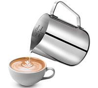 Milk Jug,350ml/12 fl.oz Stainless Steel Milk Jug Milk Frothing Pitcher Jug Cup with Measurement Mark, Milk Pitcher Jugs Perfect for Barista Cappuccino Espresso Making