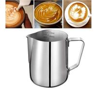 Milk Jug for Coffee Machine,Stainless Steel Milk Jug Milk Frothing Pitcher Jug Cup with Measurement Mark, Milk Pitcher Jugs Perfect for Barista Cappuccino Espresso Making (350ML)