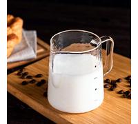 Milk Jug High Borosilicate Glass Milk Frothing Pitcher with Measurement, 20oz/600ml Hammer Heat Resistant Glass Milk Coffee Cappuccino Latte Art Steaming Pitcher Barista Microwave Safe &Stovetop
