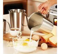 Milk Jug Stainless Steel 700 ml Double Measuring Scale Milk Jug Stainless | 700 ml volume, stainless steel, more durable than glass, easy to clean, dishwasher safe