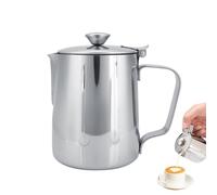Milk Jug, Stainless Steel Milk Frother Jug, Coffee Milk Frothing Jug with Lid and Handle, Milk Frothing Pitcher for Making Coffee Cappuccino Hot Chocolate Machine (1500ml)