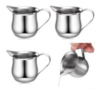 Milk Jug Stainless Steel Set of 4 2 oz to 8 oz Pouring | High-quality stainless steel, durable and robust, dishwasher safe, perfect foam texture, for barista quality