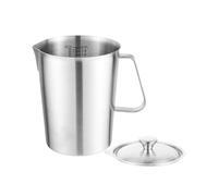 Milk Jug Stainless Steel with Lid Measuring Scale 2 Litre Capacity Versatile for Latte Coffee Cappuccino Juice Smoothie Practical Kitchen Aid Storage (Silver, 14.4 x 14.4 x 18.3 cm)