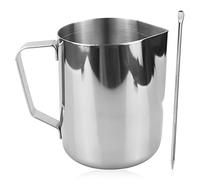 Milk Jug, Steel Milk Jug,20oz/600ml Stainless Steel Milk Frothing Jug Milk Pitcher Cup Jug for Espresso Machine Coffee Cappuccino Latte Art - Silver