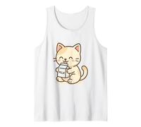 Milk Kawaii Cat Drawing. Cute Animal Artwork. Tank Top