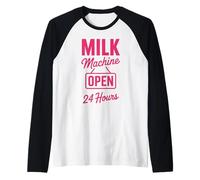 Milk Machine Open 24 Hours Funny New Mother Breastfeeding Raglan Baseball Tee