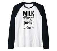 Milk Machine Open 24 Hours Funny New Mother Breastfeeding Raglan Baseball Tee