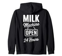 Milk Machine Open 24 Hours Funny New Mother Breastfeeding Zip Hoodie