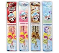 Milk Magic Milk Flavoring Straws, 4-Pack Bundle (16 count),Unicorn Kisses, Strawberry Banana, Birthday Cake, Cinnamon Roll