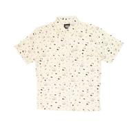 Milk Mocha Bear Unisex Patterned Button Up Shirt in Washed Ivory Authentic Merchandise Cute Adorable for Men and Women, Washed Ivory, XL