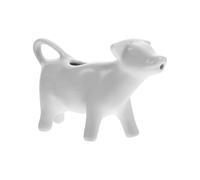 Milk Pitcher - 10cm Cow Shaped Cream Jug Heat Resistant Ceramic Syrup Server Portable Sauce Dispenser Cartoon Pourer White | Adorable Wooden Container