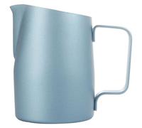 Milk Pitcher 14.2oz/420ml Espresso Steaming Pitcher Stainless Steel Milk Frother Jug for Latte Art (Blue)