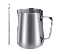 Milk Pitcher Milk Frothing Jug, YOCZOX 600 ml Stainless Steel Jug Cup Barista Milk Jug Cafe Latte Maker with Art Latte Decorating Art Pen for Barista Cappuccino Espresso Machine Coffee - 21 oz