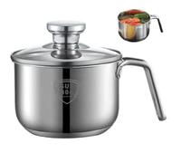 Milk Pot 2400ml Stainless Steel Saucepan with Pour Spout Milk Warmer Pot with Glass Lid ＆ Handle for Boiling Sauce, Gravies, Pasta, Noodles, Pan