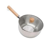 Milk Pot Non Stick Saucepan Japanese Saucepan Traditional Japanese Snow Pan Non Stick 20cm Diameter with Lid Wooden Handle Stainless Steel Milk Soup Pot for Home Kitchen