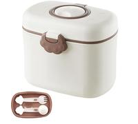 Milk Powder Container - 380ml Small Size 12x9.5x7.5 Cm, Airtight Food Dispenser, Leakproof Snack Box, Portable Candy Cup, Includes Spoon Fork Utensils | Formula Travel Holder for Nursery Trips F