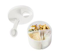 Milk Powder Container - Rotatable Portable Rice Noodle Box - Portable Rice Noodle Box, 4 Compartment Snack Storage Formula Ho-lder for Travel Outdoor