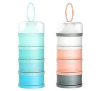 Milk Powder Dispenser Baby, 4-Layer Milk Powder Dispenser, Infant Food Box, Formula Milk Powder Feed Portable, Milk Powder Dispenser Stackable, Milk Powder Box (Pack of 2, BPA-Free)