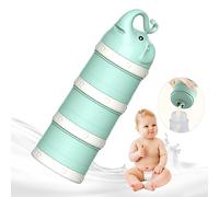 Milk Powder Dispenser with 3 Separate Twist,Cute Elephant BPA Free,Stackable Portable Baby Powder Milk Dispensers,3 Layers Formula Dispenser & Snack Storage Container for Travel & Outdoor (Green)