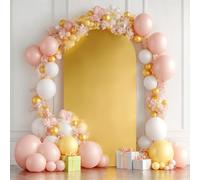 Milk Silk Gold Shiny Stretch Arch Backdrop Cover for Party Holiday Stand, Birthday Backdrop, Wedding Arch, New Year Backdrop, and Party Backdrops for Wall Gold S