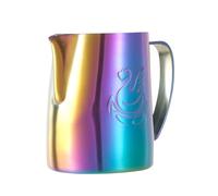 Milk Steaming Frothing Pitcher Stainless Steel Non-Stick Jug Pull Flower Cup Perfect for Coffee Cappuccino Latte for Making Latte Coffee Art(Rainbow Matt)