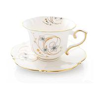 Milk Tea Cup Afternoon Tea Black Cup Ceramic Coffee Set Exquisite Bone China(Gris)