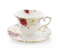 Milk Tea Cup Afternoon Tea Black Cup Ceramic Coffee Set Exquisite Bone China(Red)