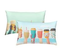 Milk Tea Outdoor Cushions Waterproof, Velvet Colorful Cushion Covers 70 x 90 Set of 2 with Invisible Zipper, Modern Decorative Pillows for Bed, Sofa, Ideal Home Decor, Durable & Easy Care S-373