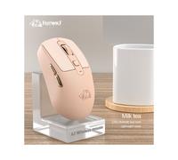 (Milk Tea Pink) A3 Wireless Mouse Silent ABS Pink Skin Not Fade FREEWOLF Bluetooth Dual Mode Power Linght,5-Speed DPI,PAW3212 Chip Silent Design