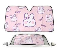 (Milk Tea Rabbit) Sun Visor For Car Windshield Cartoon,Cute Front Windshield Sunshade | Animal Printing Aluminum Foil Auto Glass Cover For Interior