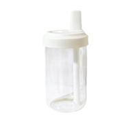 Milk Tea Straw Cup Portable Transparent Plastic Reusable Large Capacity Covered Iced Coffee Leak Proof Drinking Suitable for School Travel Outdoor Use Wooden (White, 20cm)