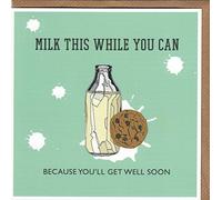 Milk This While You can - Quirky Milk & Cookies Get Well Soon Card Hand Drawn