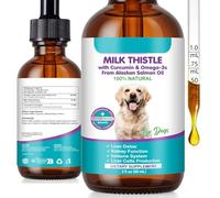 Milk Thistle for Dogs Liquid Supplement with Curcumin & Omega-3, Supports Liver Function, Kidney Health & Immune System, Natural Botanical Dog Liver Support Drops, 60mL