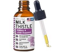 Milk Thistle for Dogs Liver Support - 2 oz Liquid Milk Thistle Supplement for Kidney and Liver Support - with Wild Alaskan Salmon Oil and Moringa Oil