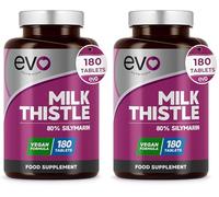Milk Thistle Tablets | 80% Silymarin | 180 Tablets | Vegan Supplement | Milk Thistle Capsules Alternative | Made in The UK (Pack of 2)