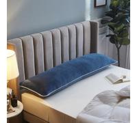 Milk Velvet Extra Long Body Support Bolster Pillowcase, 4ft/5ft/6ft Headboard Cushion Cover, Soft Warm Decorative Pillow Cover with Hidden Zipper, Machine Washable (Navy Blue,48×150cm(19"×59"))