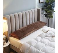 Milk Velvet Extra Long Body Support Bolster Pillowcase, 4ft/5ft/6ft Headboard Cushion Cover, Soft Warm Decorative Pillow Cover with Hidden Zipper, Machine Washable (Brown,48×150cm(19"×59"))